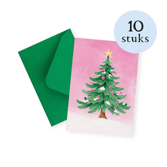 Kerstboom roze - Minikaartjes