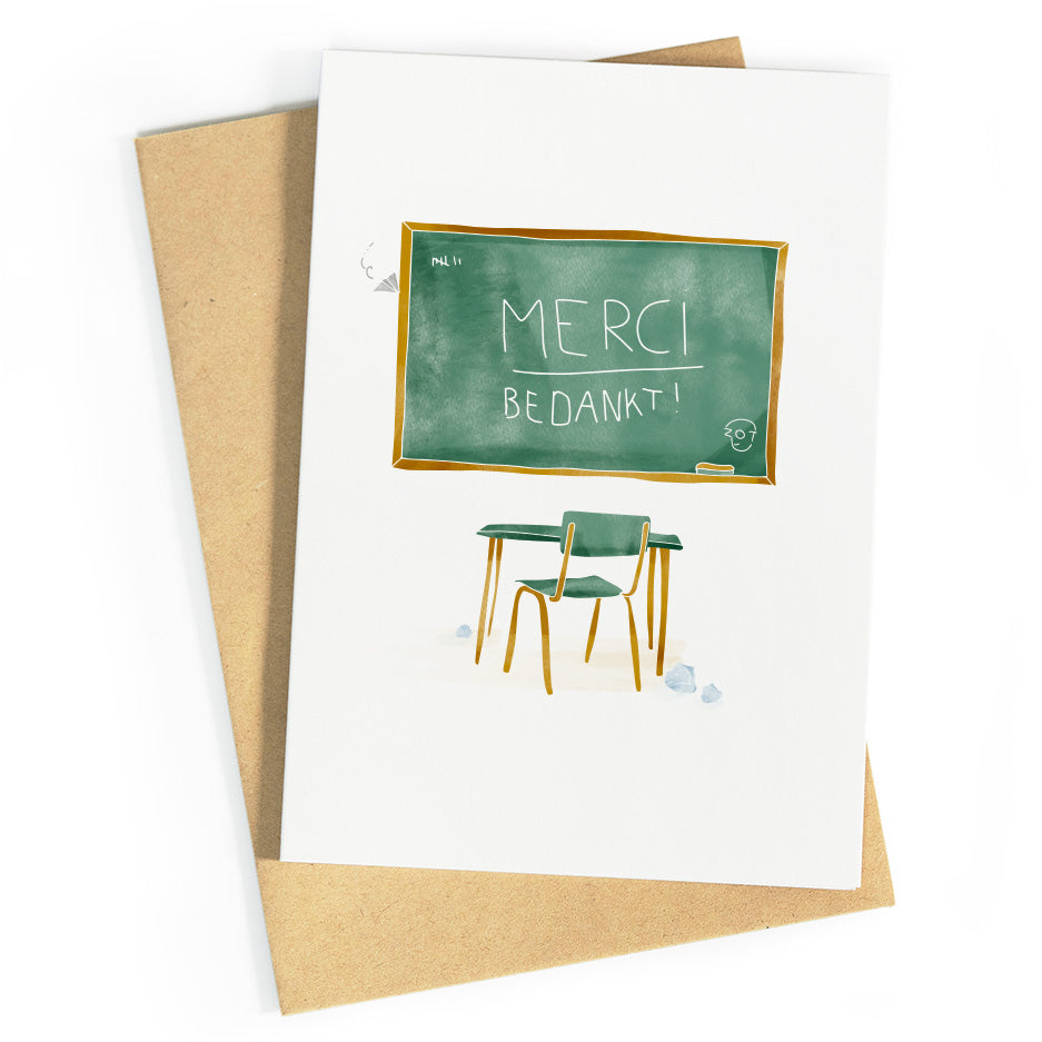Schoolbord merci bedankt