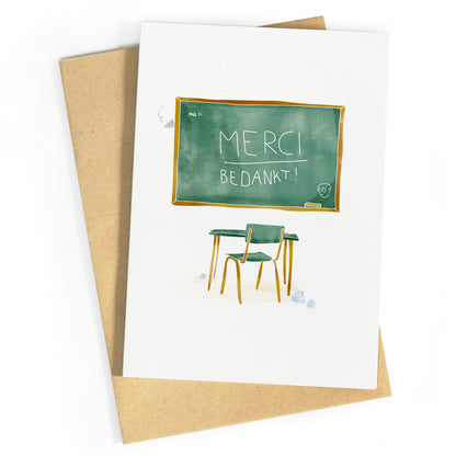 Schoolbord merci bedankt